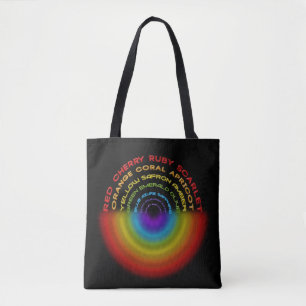 rainbow text tote bag
