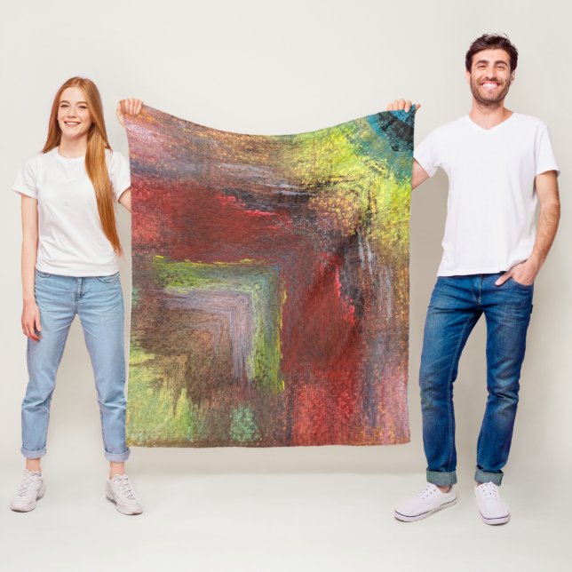 Rainbow Textural Abstract  Fleece Blanket (In Situ)