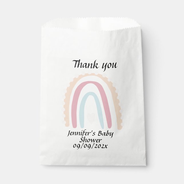 Rainbow Thank you Baby Shower  Favour Bag (Front)