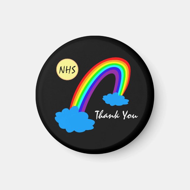 Rainbow & Thank You "NHS" /clouds Britain Magnet (Front)