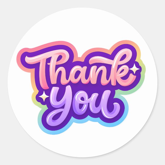 Rainbow Thank You Sticker – Colourful & Cute (Front)