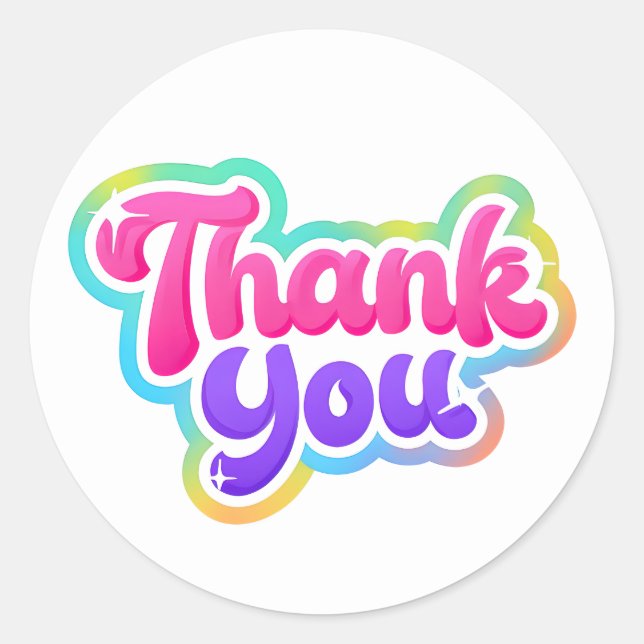Rainbow Thank You Sticker – Colourful & Cute (Front)