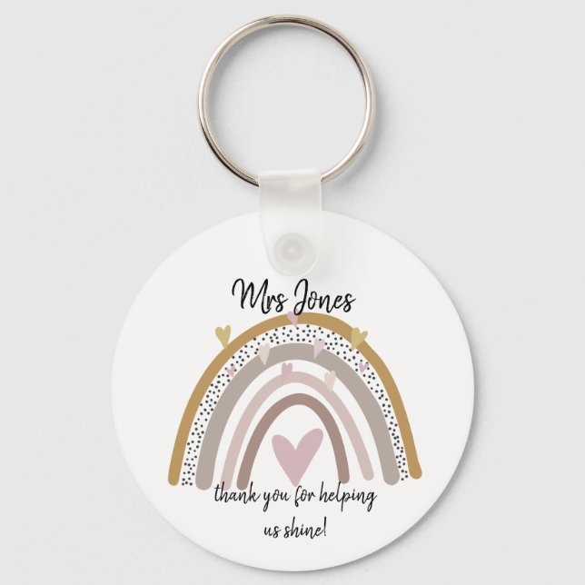 Rainbow thank you teacher gift key ring (Front)