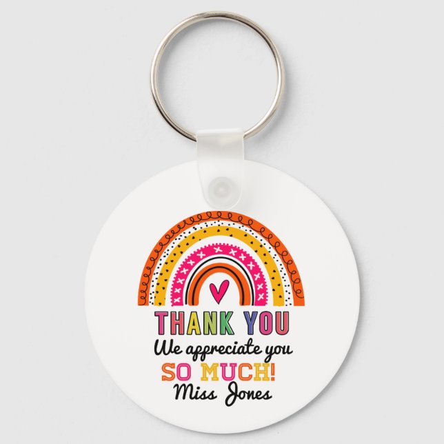 Rainbow thank you teacher gift key ring (Front)