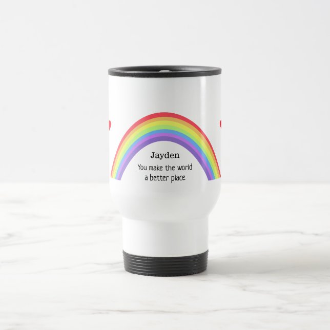 Rainbow.  The world a better place.  Personalised. Travel Mug (Center)