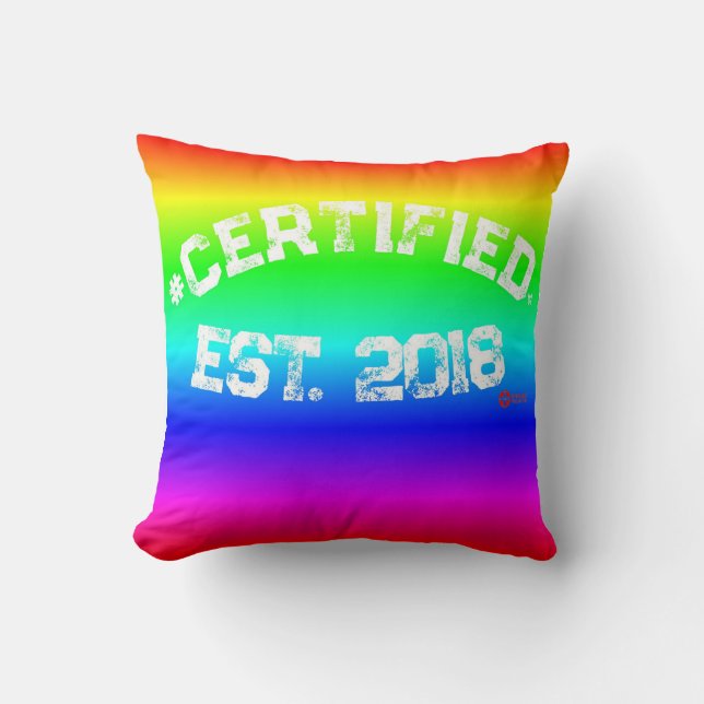 RAINBOW THROW PILLOW #CERTIFIED  (Front)