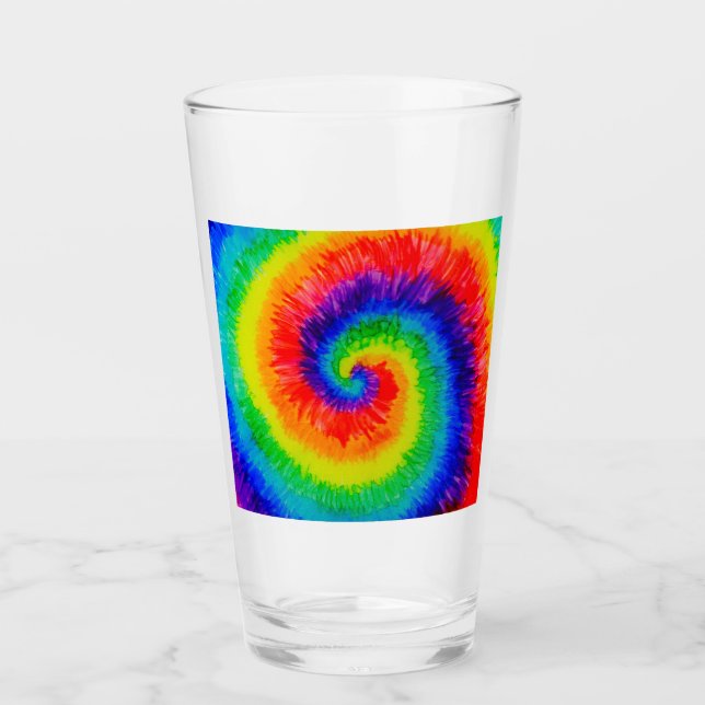 Rainbow Tie-Dye Alcohol Ink Glass (Front)