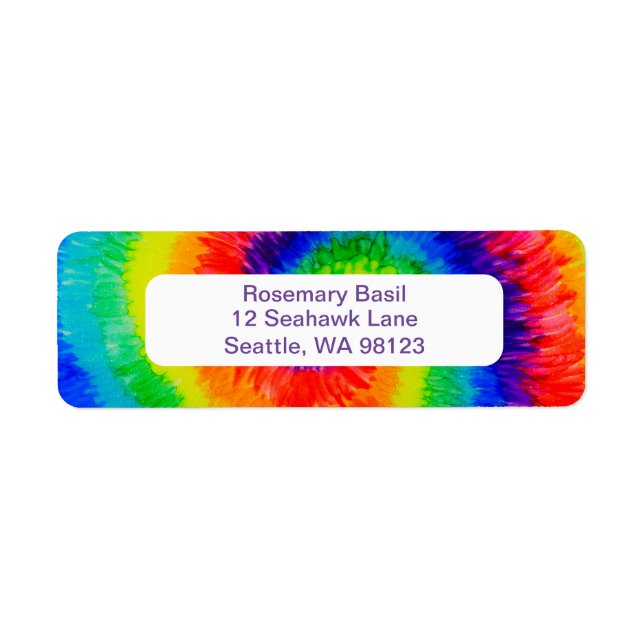 Rainbow Tie-Dye Alcohol Ink Return Address Label (Front)