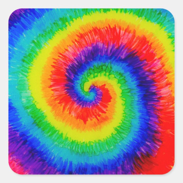 Rainbow Tie-Dye Alcohol Ink Square Sticker (Front)