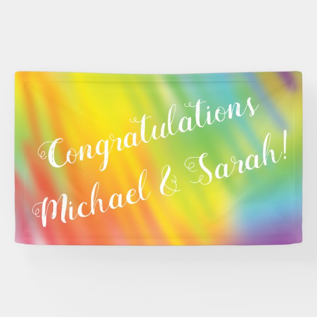 Rainbow Tie Dye Baby Shower Banner (Horizontal)