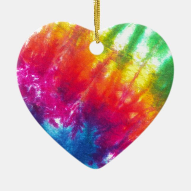 Rainbow Tie-Dye Ceramic Ornament (Front)