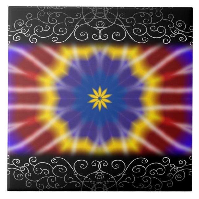 Rainbow Tie Dye Ceramic Tile (Front)