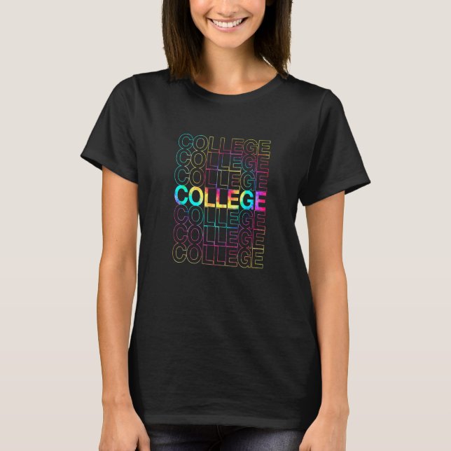 Rainbow Tie Dye College Team Back To School T-Shirt (Front)