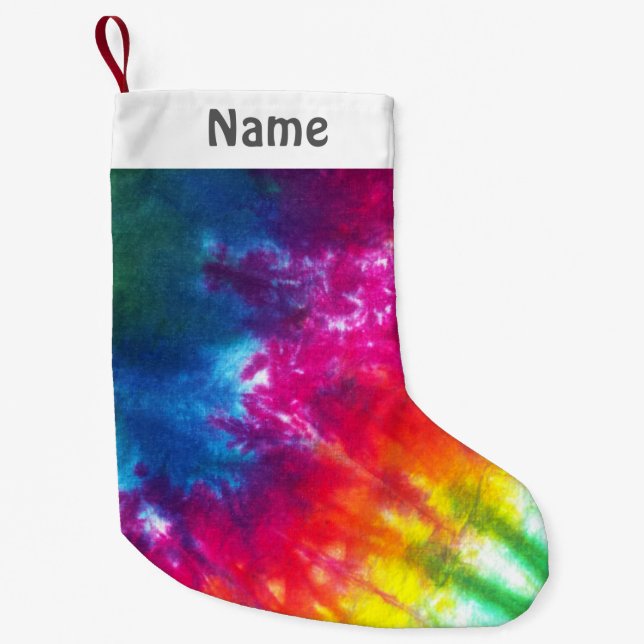 Rainbow Tie-Dye Customised Small Christmas Stocking (Front)