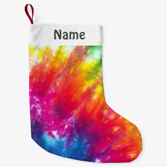 Rainbow Tie-Dye Customised Small Christmas Stocking (Front)