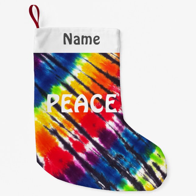 Rainbow Tie-Dye Customised Small Christmas Stocking (Front)