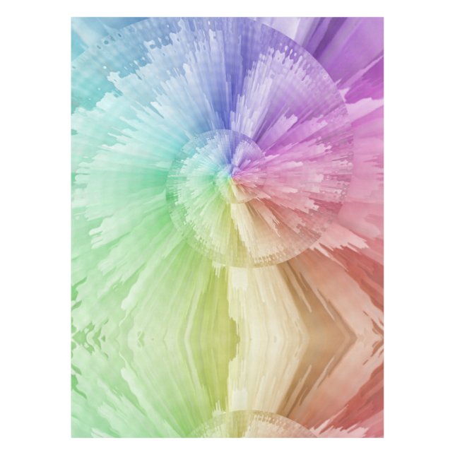 Rainbow Tie Dye Feathers Colourful Tablecloth (Front)