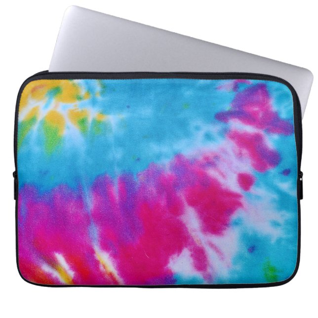 rainbow tie dye laptop case (Front)