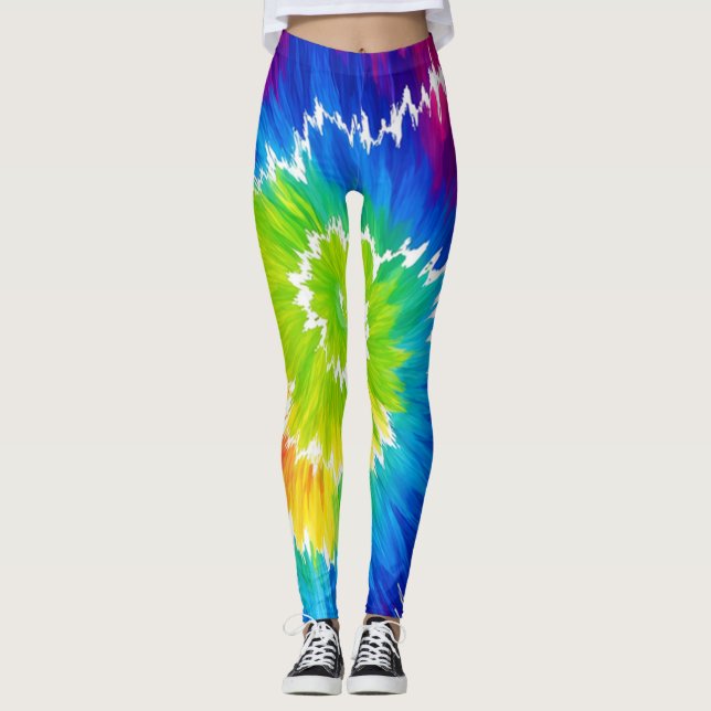 Rainbow Tie Dye Leggings 🌈 | Colourful Spiral Yog (Front)
