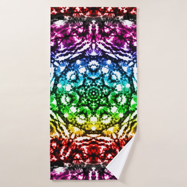 Rainbow Tie Dye Mandala Star Bath Towel Set (Bath Towel)