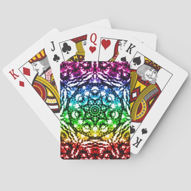Rainbow Tie Dye Mandala Star Playing Cards (Back)