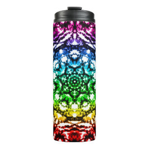 Rainbow Tie Dye Mandala Star Thermal Tumbler