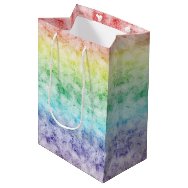 Rainbow Tie dye   Medium Gift Bag (Front Angled)