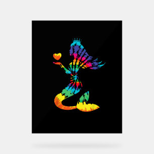 Rainbow Tie-Dye Mermaid Shirt in 60s 70s Retro Hip Acrylic Sign