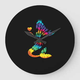 Rainbow Tie-Dye Mermaid Shirt in 60s 70s Retro Hip Large Clock