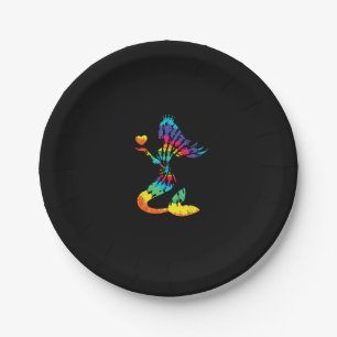 Rainbow Tie-Dye Mermaid Shirt in 60s 70s Retro Hip Paper Plate