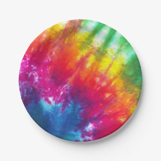 Rainbow Tie-Dye Paper Plate (Front)