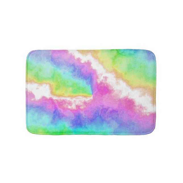 Rainbow Tie Dye Party Bath Mat (Front)