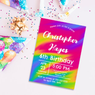 Rainbow Tie Dye Party Invitation