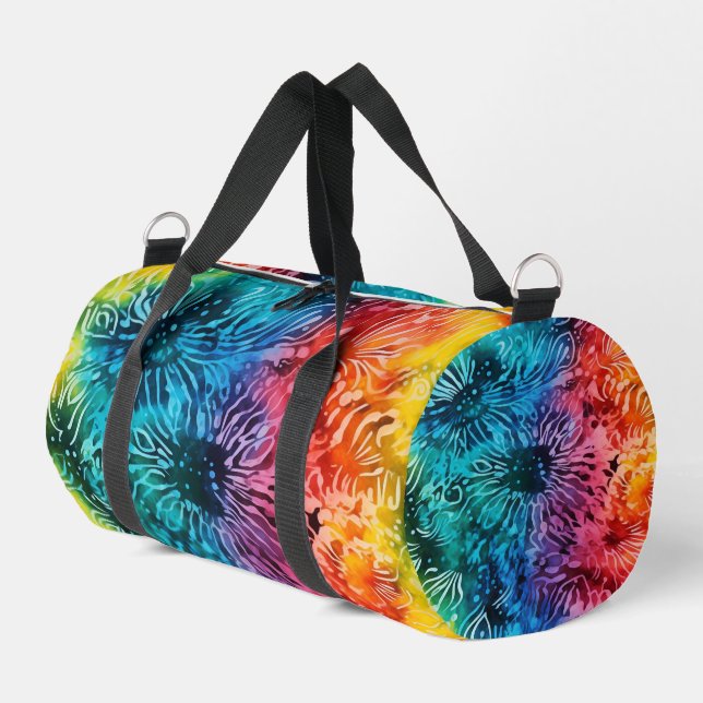 Rainbow Tie Dye Pattern  Duffle Bag (Left Corner)