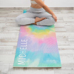 Rainbow Tie Dye Pattern Personalised Yoga Mat
