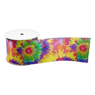 Rainbow Tie Dye Retro Style Colourful Art Artist Satin Ribbon