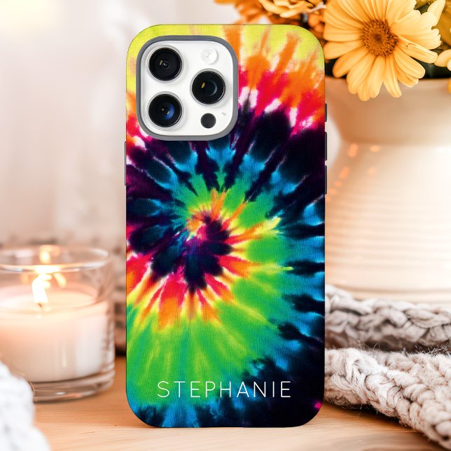 Rainbow Tie Dye Swirl Custom Name Case-Mate iPhone Case (Creator Uploaded)