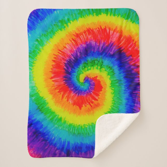 Rainbow Tie-Dye Swirl  Fleece Blanket (Front)