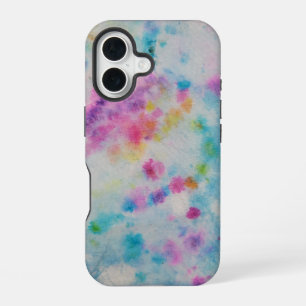 Rainbow Tie Dye Watercolor Splatter iPhone 16 Case