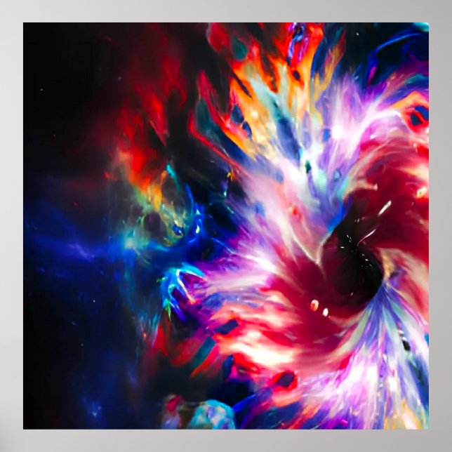 Rainbow TieDye Blackhole Galaxy Poster (Front)