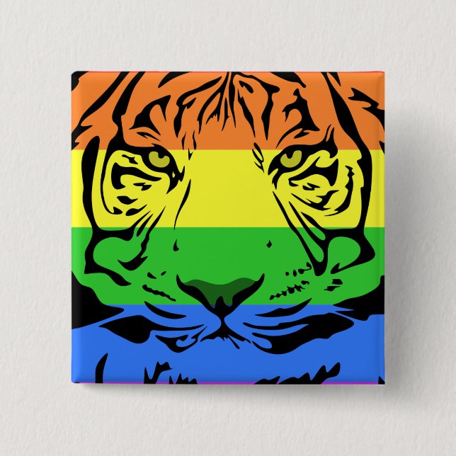 Rainbow Tiger 15 Cm Square Badge (Front)