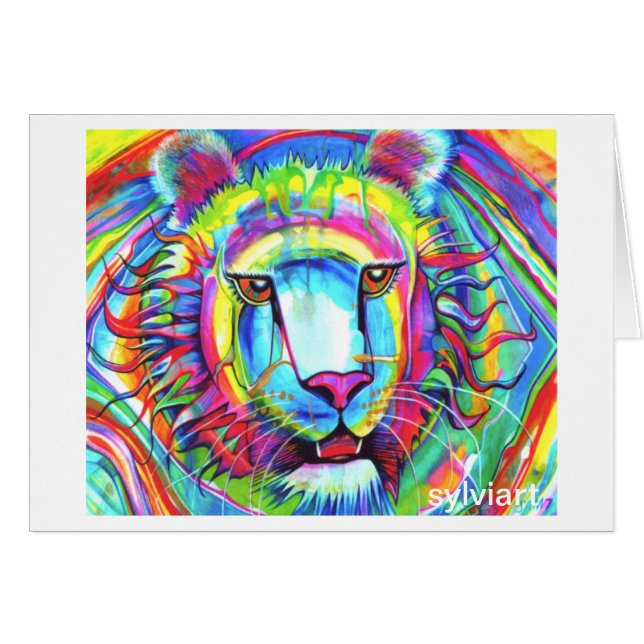 RAINBOW TIGER card - copyright ©1999 SylviART (Front Horizontal)
