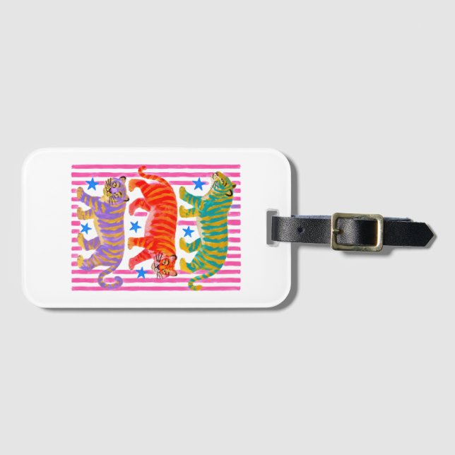 rainbow tiger dreams luggage tag (Front Horizontal)