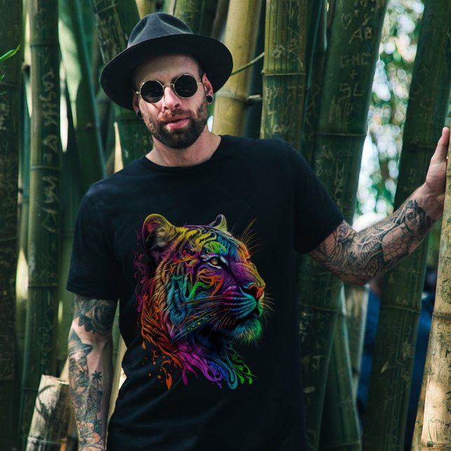 Rainbow Tiger Head Tiger Lover Graphic T-Shirt (Creator Uploaded)