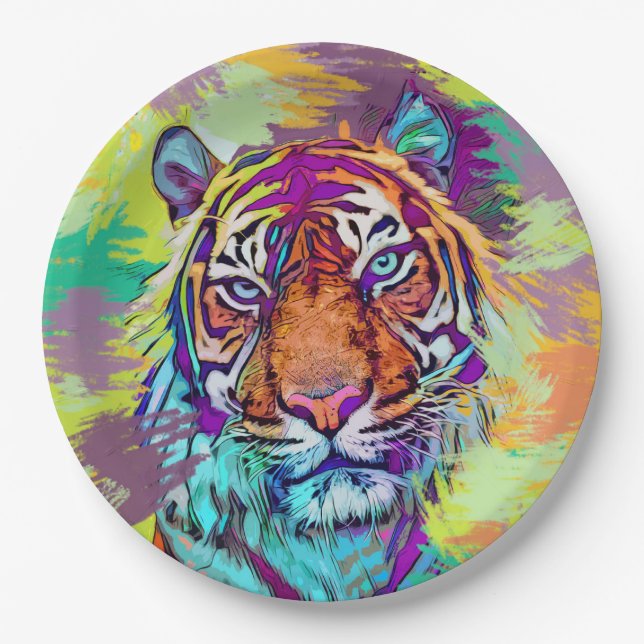 Rainbow tiger Paper Plate (Front)