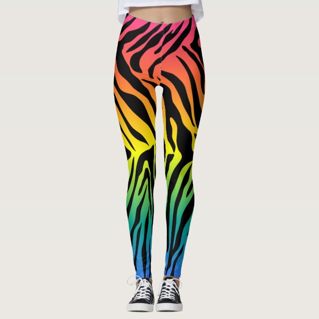Rainbow tiger skin print design  leggings (Front)