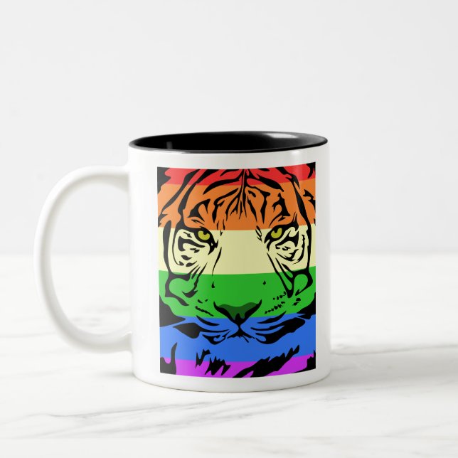 Rainbow Tiger Two-Tone Coffee Mug (Left)