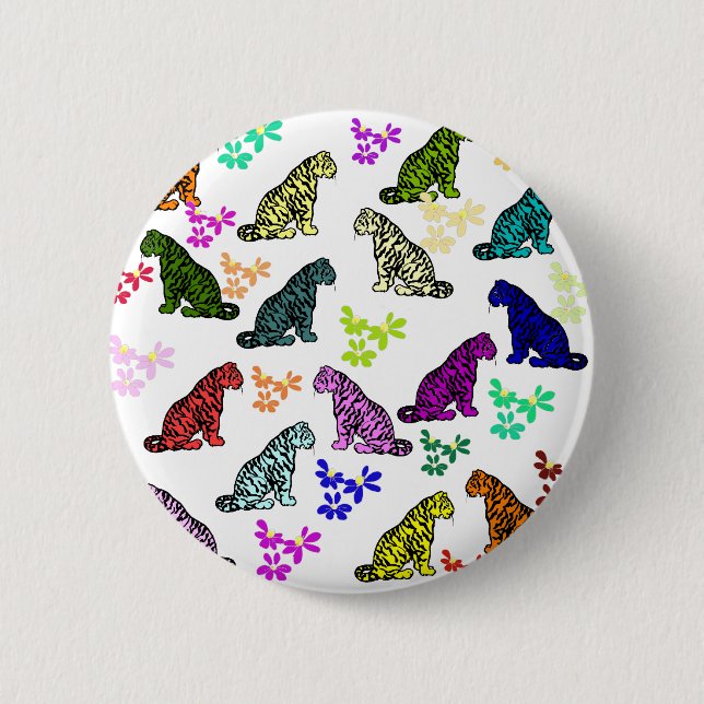 Rainbow Tigers 6 Cm Round Badge (Front)