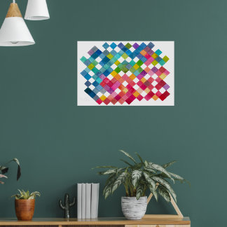 Rainbow Tile Patches Watercolor Art Print