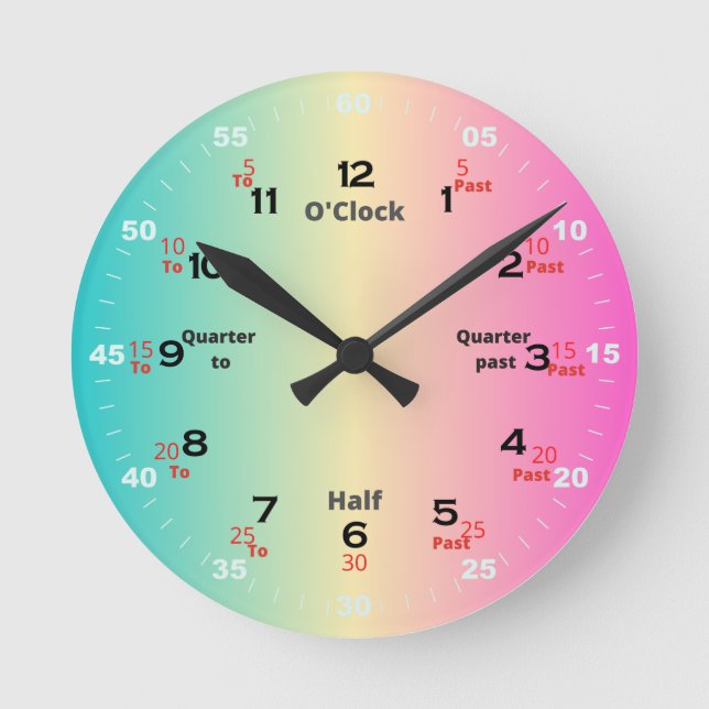 Rainbow Time Learning  Round Clock (Front)